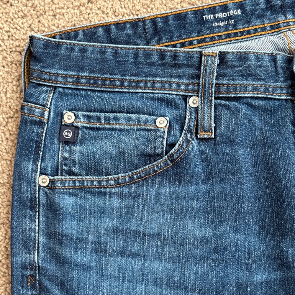 Ag Adriano Goldschmmied Men's Protege Blue Straight Jeans 34W 34L - Picture 2 of 6